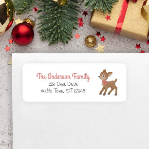 Cute Watercolor Reindeer, Christmas Return Address Label