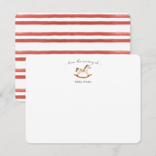 Cute Watercolor Rocking Horse Baby Nursery Card