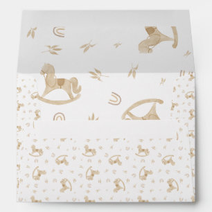 Cute Watercolor Rocking Horse Boy Baby Shower Envelope