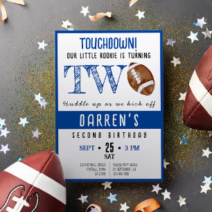 Cute Watercolor Rookie Football Boy 2nd Birthday Invitation
