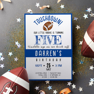 Cute Watercolor Rookie Football Boy Birthday Invitation