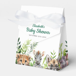 Cute Watercolor Safari Animals Baby Shower Favour Box