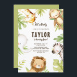 Cute Watercolor Safari Friends Tropical Birthday Invitation<br><div class="desc">Invite family and friends to your kid's birthday party with this tropical safari friends invitation. It features cute watercolor illustrations of a baby giraffe, monkey, elephant, lion and zebra with tropical leaves accent. Personalise by adding your event details. You can further personalise the back of the invitation by adding a...</div>