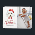 Cute Watercolor Santa Maltese Dog Photo Christmas Magnet<br><div class="desc">Celebrate the holiday season with our charming customisable photo Christmas magnet, featuring an adorable watercolor illustration of a cute Maltese dog donning a festive Santa hat and a stylish tartan bow tie! This delightful magnet combines your favourite photo with whimsical artistry, making it a perfect gift or keepsake for pet...</div>