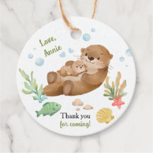 Cute Watercolor Sea Otter Mother & Baby