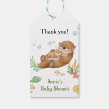 Cute Watercolor Sea Otter Mother & Baby