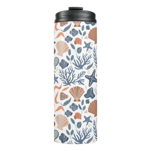 Cute Watercolor Seashell Coral Thermal Tumbler (Front)