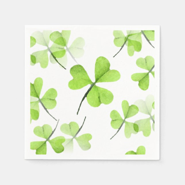 Cute Watercolor Shamrocks Pattern St Patrick's Day Napkin (Front)