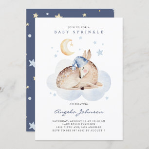Cute Watercolor Sleeping Baby Deer Baby Sprinkle Invitation
