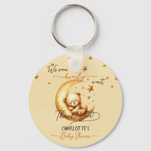 Cute Watercolor Sleeping Bear On Moon Baby Shower Key Ring