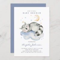 Cute Watercolor Sleeping Racoon Baby Brunch