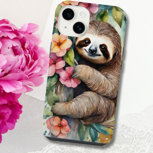 Cute Watercolor Sloth iPhone 14 Case