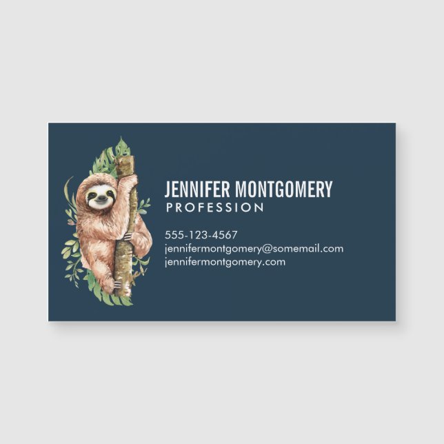 Cute Watercolor Sloth & Tropical Leaves (Front)