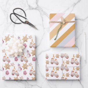 Cute Watercolor Snowman and Cookies Wrapping Paper Sheet