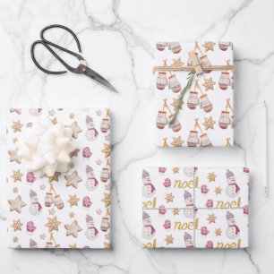 Cute Watercolor Snowman Cookies Art Wrapping Paper Sheet