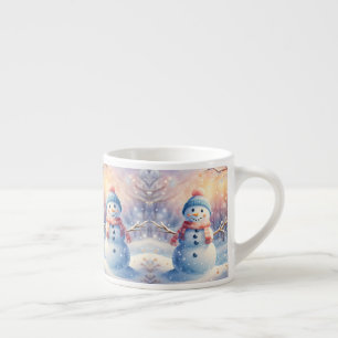 Cute Watercolor Snowman in Winter Wonderland Espresso Cup