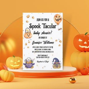 Cute Watercolor Spooktacular Halloween Baby Shower Invitation