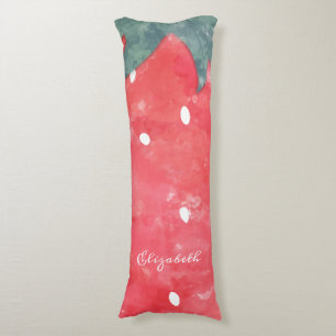 Cute Watercolor Strawberry  Body Cushion