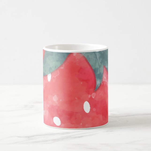 Cute Watercolor Strawberry  Coffee Mug (Center)