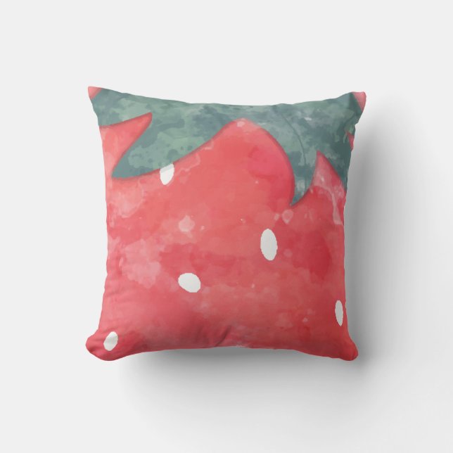 Cute Watercolor Strawberry  Cushion (Front)