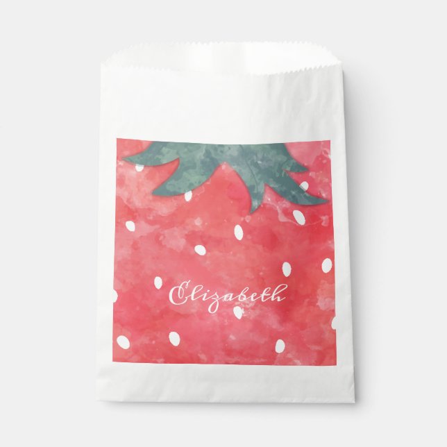 Cute Watercolor Strawberry  Favour Bag (Front)