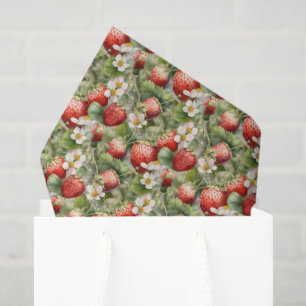cute watercolor strawberry fruit tiled pattern  tissue paper