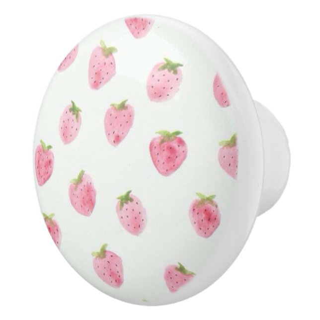 Cute Watercolor Strawberry Pattern Ceramic Knob (Right)