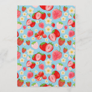 Cute Watercolor Strawberry Seamless Pattern Invitation