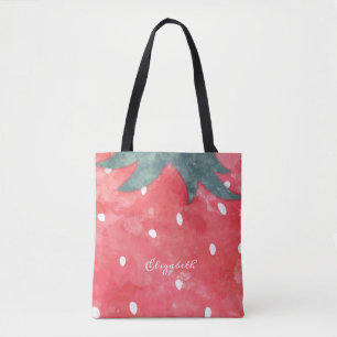 Cute Watercolor Strawberry Tote Bag