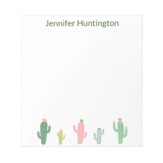 Cute Watercolor Succulent Cactus Personalised Notepad