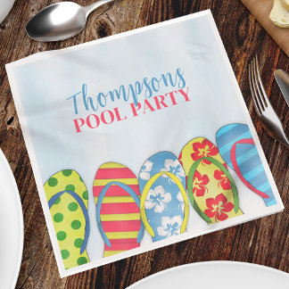 Cute Watercolor Summer Flip Flops Custom Napkin