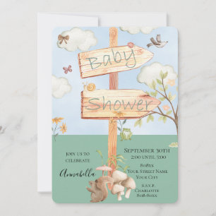 Cute Watercolor Sunny Day Wood Sign Invitation