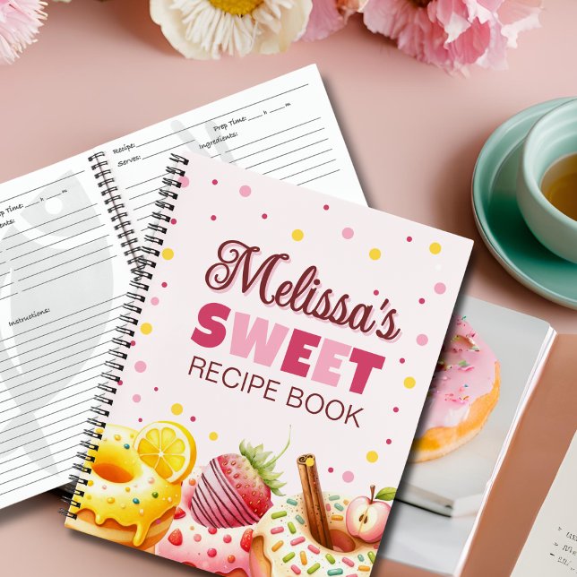 Cute Watercolor Sweet Doughnut With Name Recipe Notebook (Creator Uploaded)