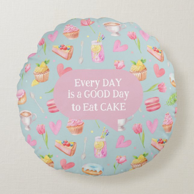 Cute Watercolor Sweets Round Cushion (Front)