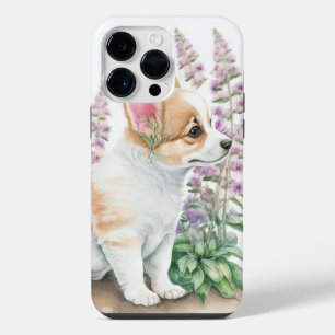 CUTE WATERCOLOR TAN WHITE PEMBROKE WELSH CORGI iPhone 14 PRO MAX CASE