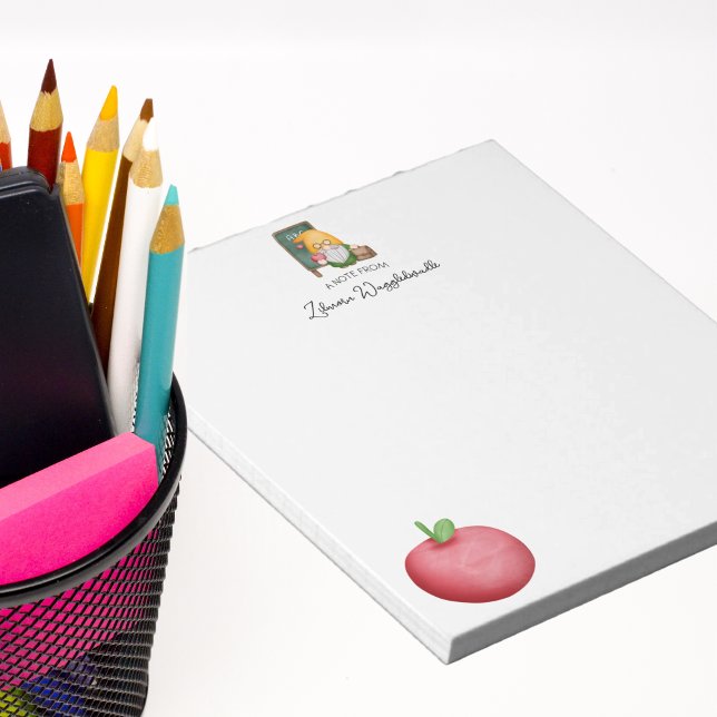 Cute Watercolor Teacher Gnome and Apple Notepad (Creator Uploaded)