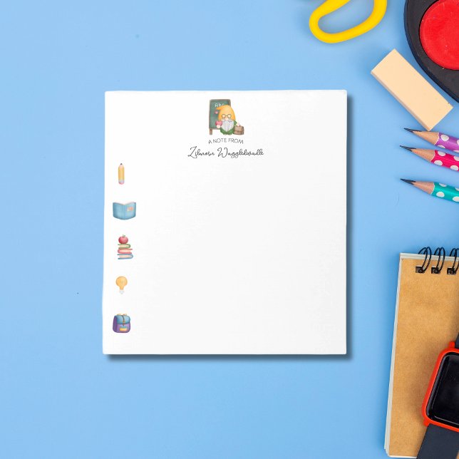 Cute Watercolor Teacher Gnome  Notepad (Creator Uploaded)