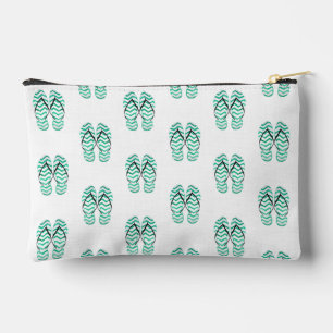 Cute Watercolor Teal Flip Flop Pattern Accessory Pouch