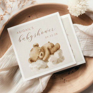 Cute Watercolor Teddy Bear Baby Shower Napkin