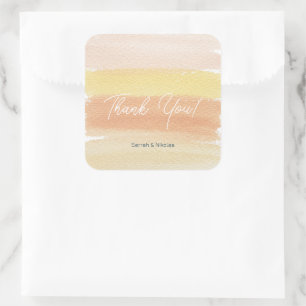 Cute Watercolor Terracotta Monogrammed Square Sticker