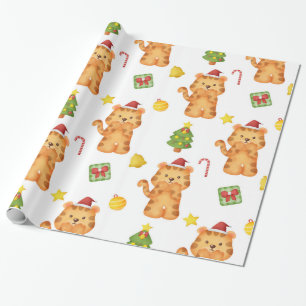 Cute Watercolor Tiger Wrapping Paper