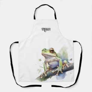 Cute Watercolor Tree Frog, custom Apron