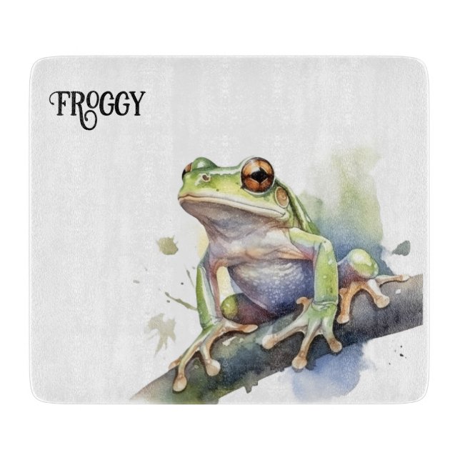 Cute Watercolor Tree Frog, custom Cutting Board (Front)