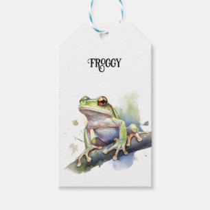 Cute Watercolor Tree Frog, custom Gift Tags