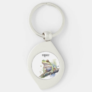 Cute Watercolor Tree Frog, custom Key Ring