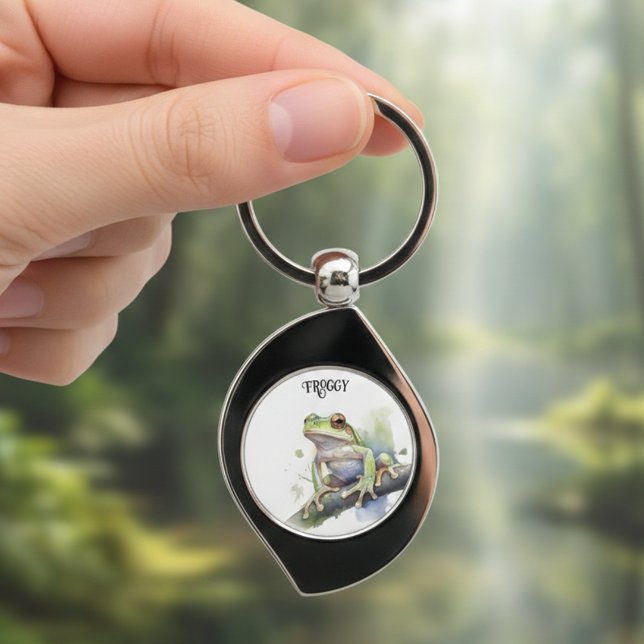 Cute Watercolor Tree Frog, custom Key Ring (Creator Uploaded)