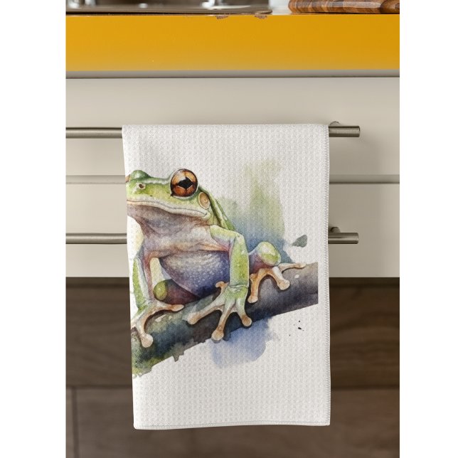 Cute Watercolor Tree Frog, custom Tea Towel (Creator Uploaded)