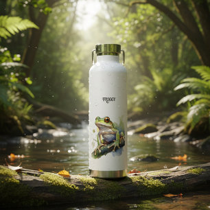Cute Watercolor Tree Frog, custom Water Bottle