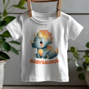 Cute Watercolor Triceratops Dino Babysaurus Baby T-Shirt