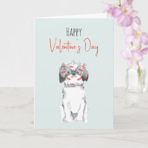 Cute Watercolor Valentines Dogs Card